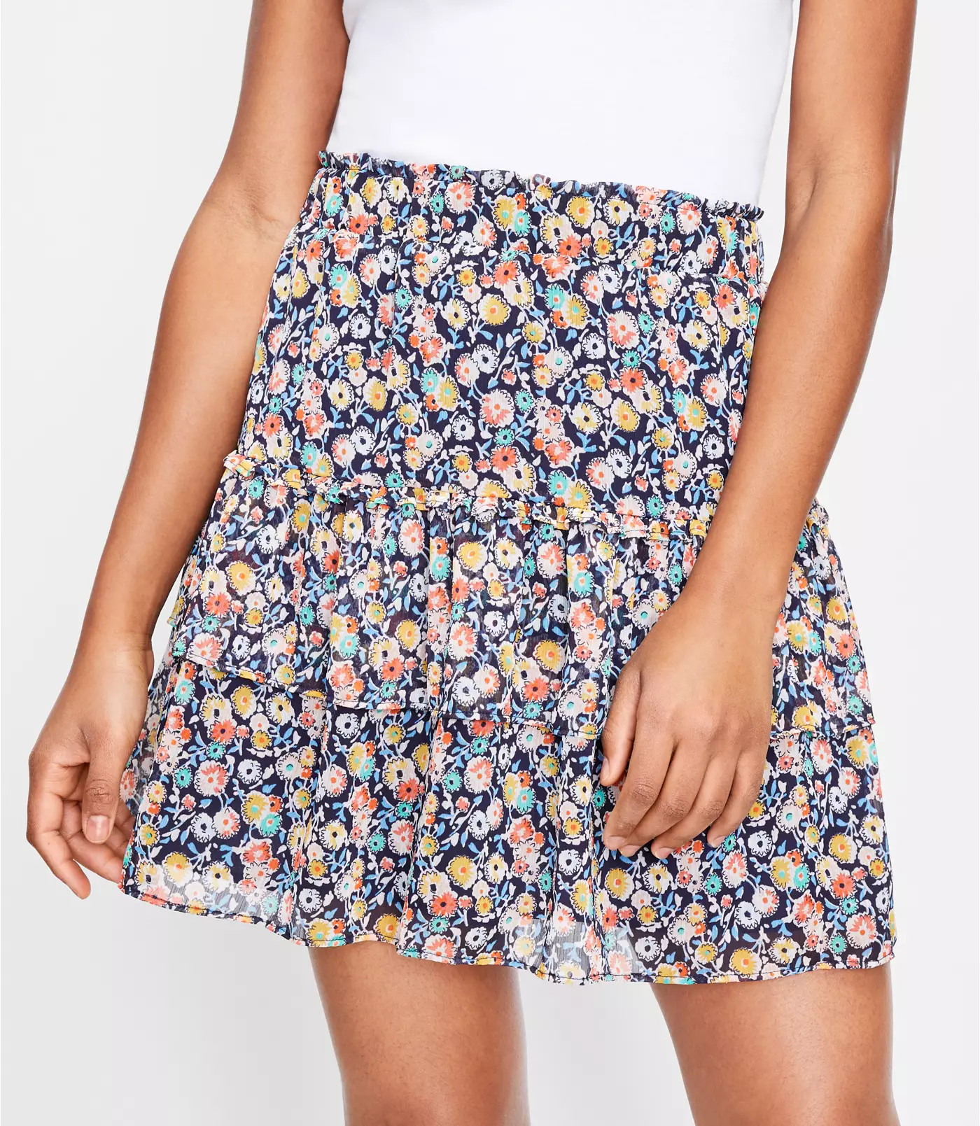 Floral Tiered Ruffle Pull On Skirt | LOFT | LOFT