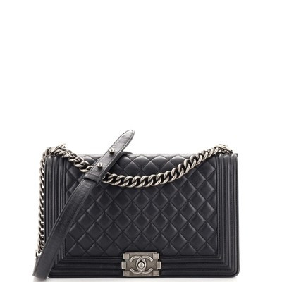 Chanel Boy Flap Bag Quilted Caviar New Medium Black | eBay US