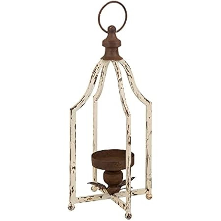 Amazon.com: Glitzhome Farmhouse White Metal Lanterns Decorative Hanging Candle Lanterns (White Sm... | Amazon (US)