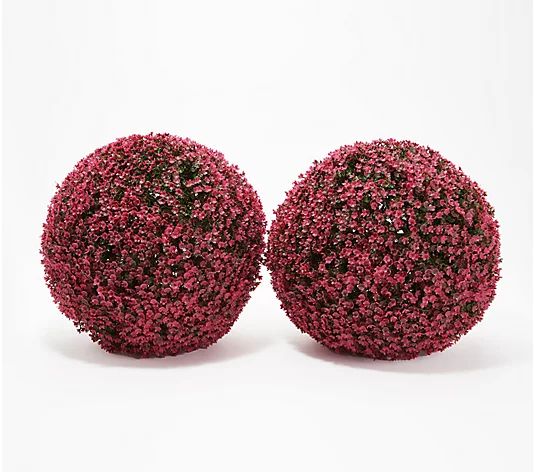 Wicker Park Set of (2) 13" Faux Flower Indoor/ Outdoor Garden Spheres - QVC.com | QVC