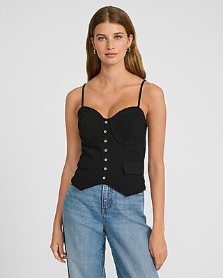 Sweetheart Button Corset Cami Vest Top | Express