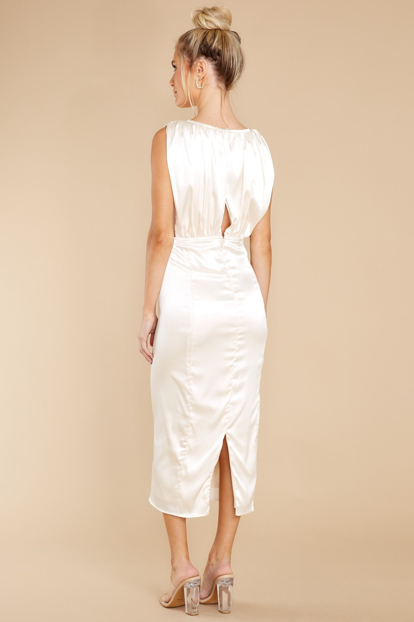 Elegant Nights Champagne Midi Dress (BACKORDER MAY) | Red Dress 