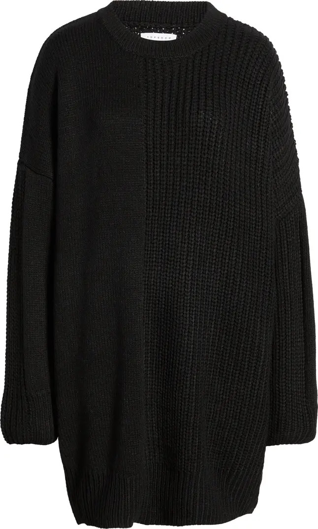 Topshop Women's Long Sleeve Contrast Rib Sweater Dress | Nordstrom | Nordstrom