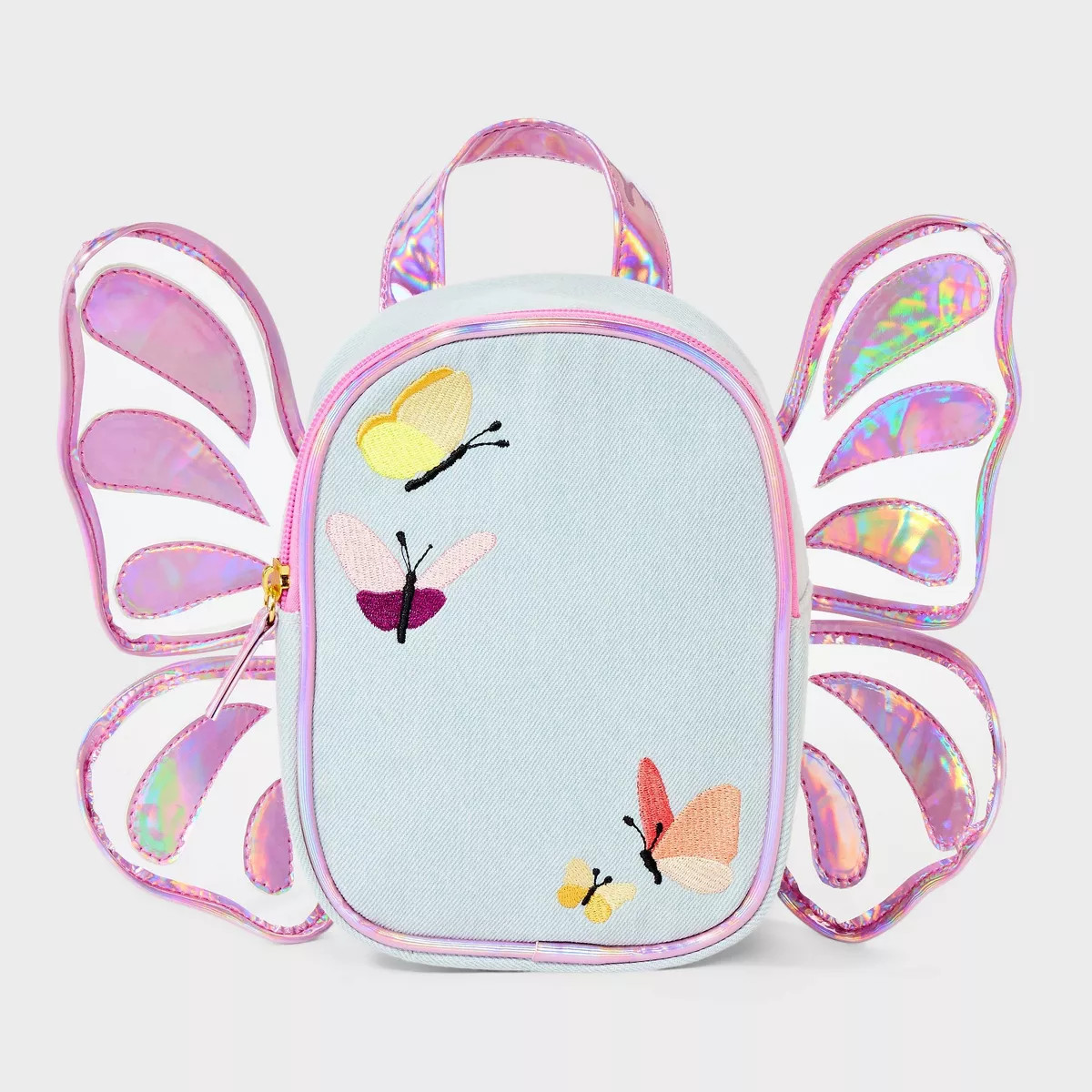Butterfly Mini Denim Backpack - Cat & Jack™: Cotton Shell, Polyester Handle, Solid Butterfly Pa... | Target