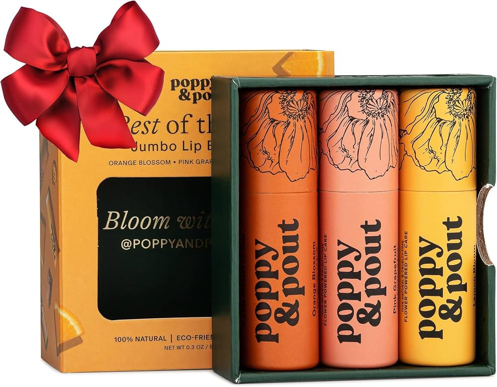 Jumbo Lip Balm Gift Set (3-Pack, Citrus Flavors) | Poppy & Pout All Natural Lip Balms & Moisturiz... | Amazon (US)