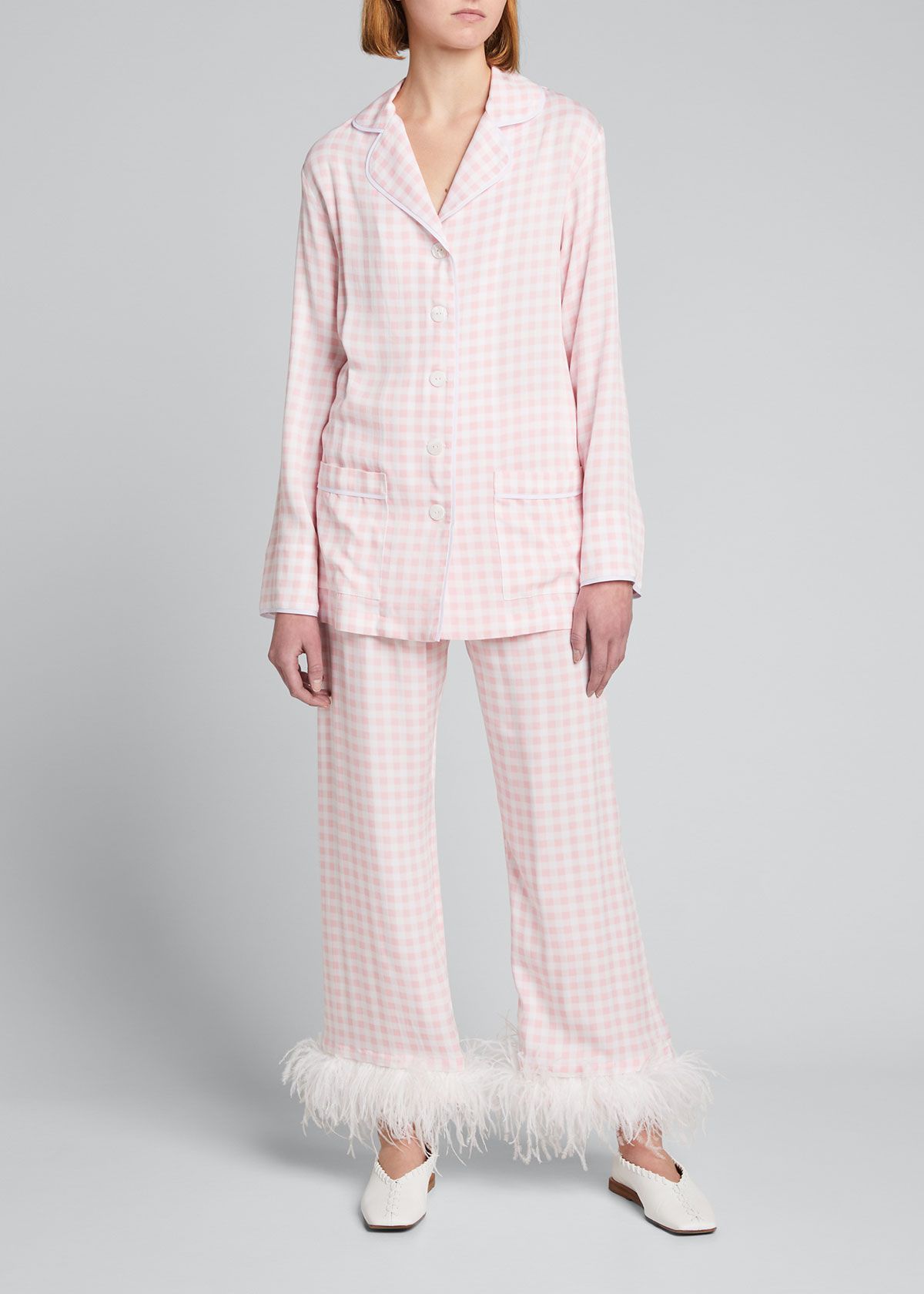 Party Pajama Set w/ Feathers | Bergdorf Goodman