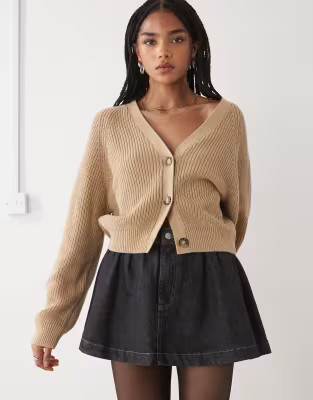 Monki cropped knitted cardigan in oatmeal | ASOS | ASOS (Global)