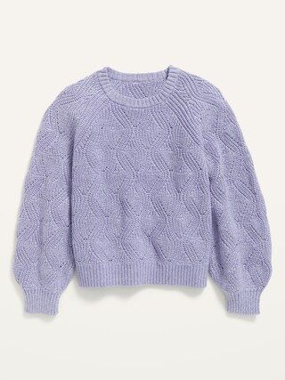 Cable-Knit Blouson-Sleeve Pullover Sweater for Girls | Old Navy (US)