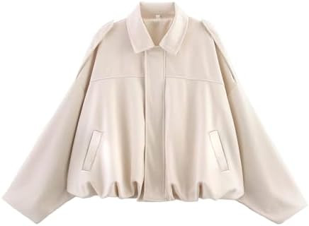 Womens Faux Suede Bomber Jacket Casual Lapel Pilot Cropped Coat Oversized Motorcycle Jackets 2025... | Amazon (US)