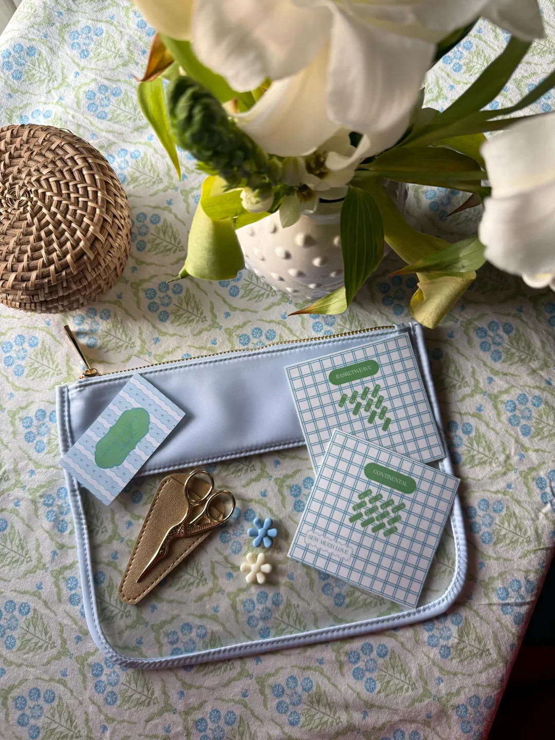 Beginner Needlepoint Kit | Blue Project Bag, Stitch Guides, Canvas (Add-On) | Etsy (US)