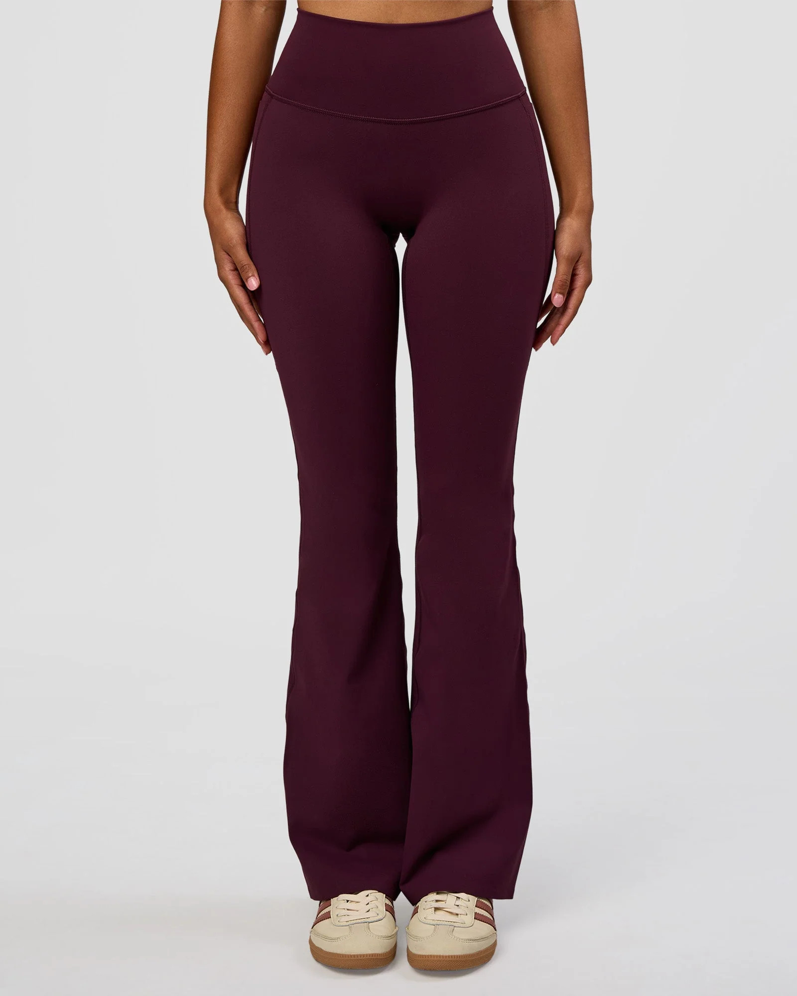 Fusion V-Contour High-Rise Flared Legging Pockets - Cherry Lacquer | LSKD | LSKD