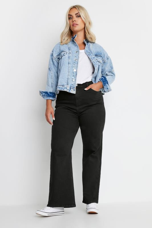 YOURS Plus Size Black Wide Leg Denim Jeans | Yours Clothing UK