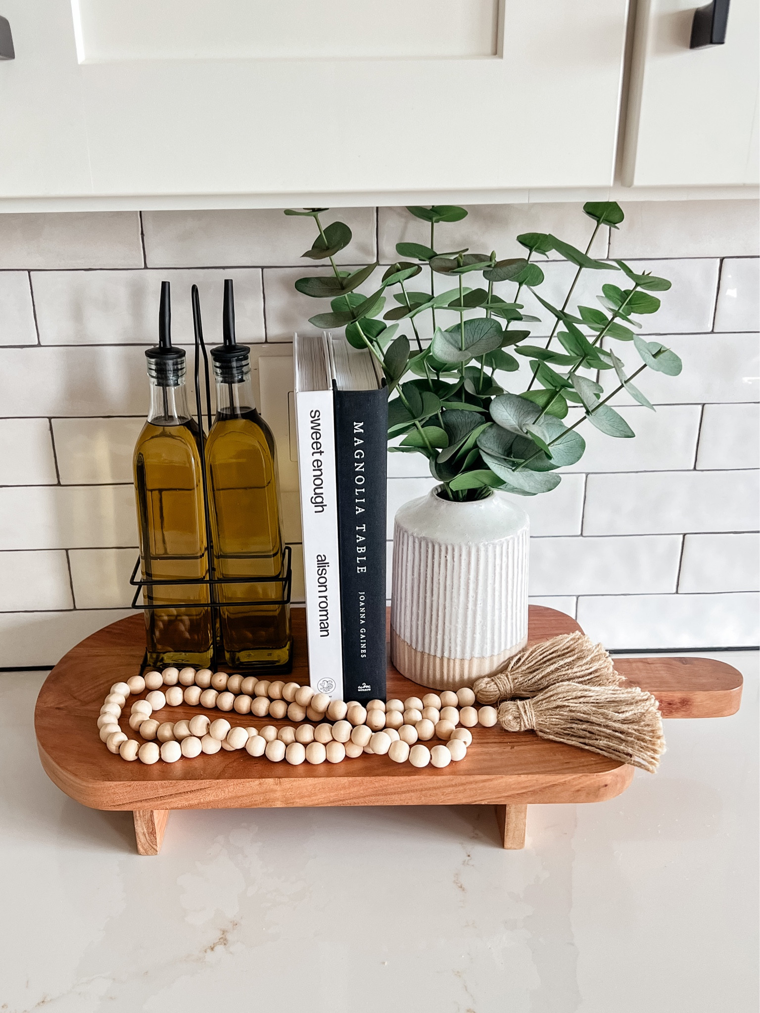 Kitchen Counter Styling Ideas | Kitchen Counter Fall Decor | Kitchen Countertop Decor | Kitchen Staging Items

Wooden Cutting Board Risers, Wooden Serving Tray, Decorative Kitchen Cookbooks, Kitchen Decor, Neutral Kitchen Decor, Target Kitchen Decor, Faux Plant & Vase, Wooden Bead Garland, Glass Oil Pour Dispenser #LTKhome

#LTKSeasonal