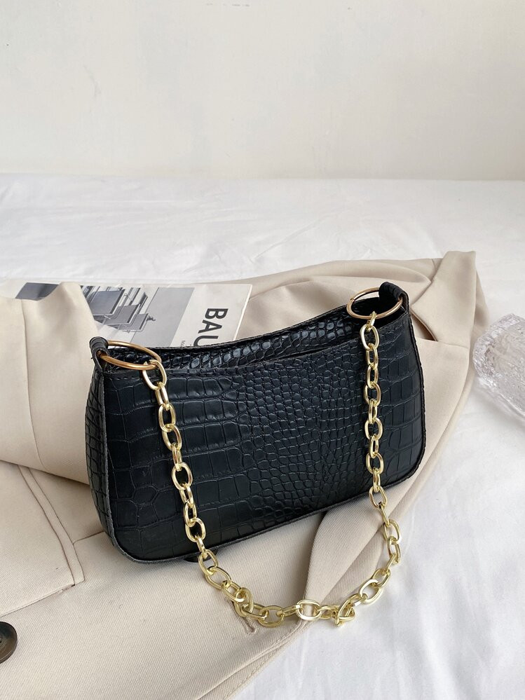 Lightweight,Business Casual Mini Crocodile Embossed Chain Bag For Teen Girls Women College Students,Rookies & White-Collar Workers Perfect For Office,College,Work ,Business,Commute,Outdoors, Travel, Outings | SHEIN