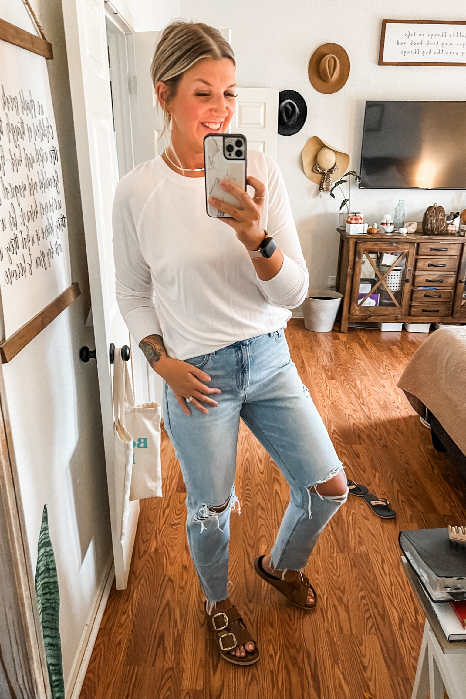 AE Strigid Curvy Ripped Mom Jean curated on LTK