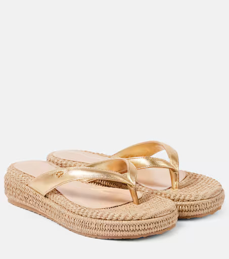 Woven metallic leather thong sandals | Mytheresa (US/CA)