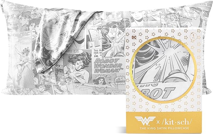 Kitsch Wonder Woman (Comic) Satin Pillowcase with Zipper Softer Than Silk, Luxury Cooling Pillowc... | Amazon (US)