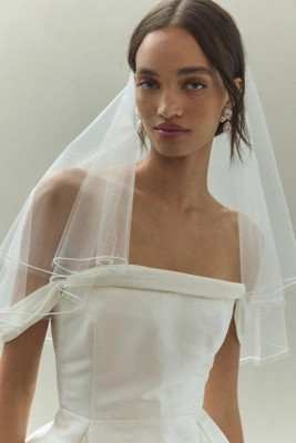 BHLDN Mini Pearl-Trim Shoulder Veil | Anthropologie (US)