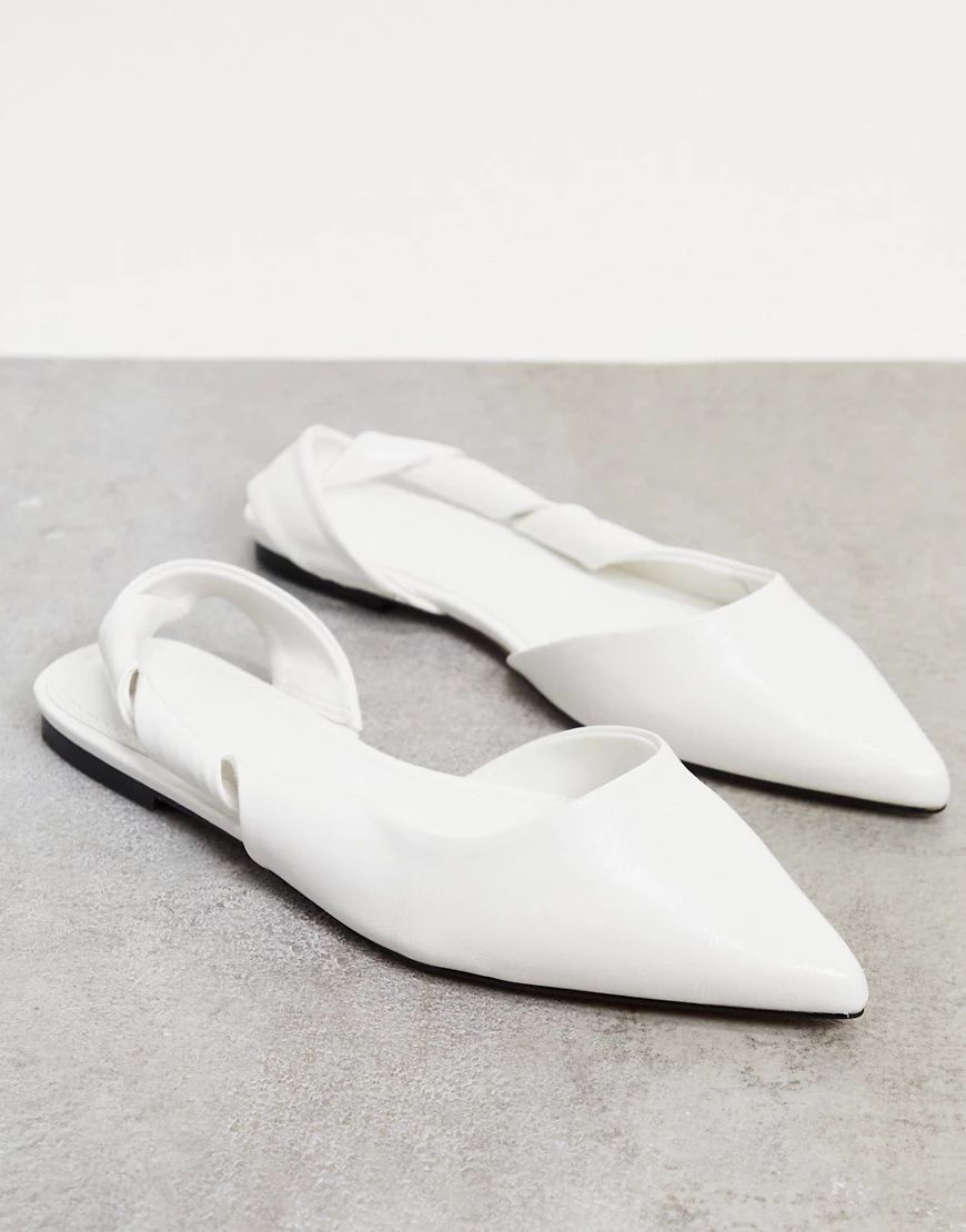 ASOS DESIGN Lone twisted slingback ballet flats in white | ASOS (Global)