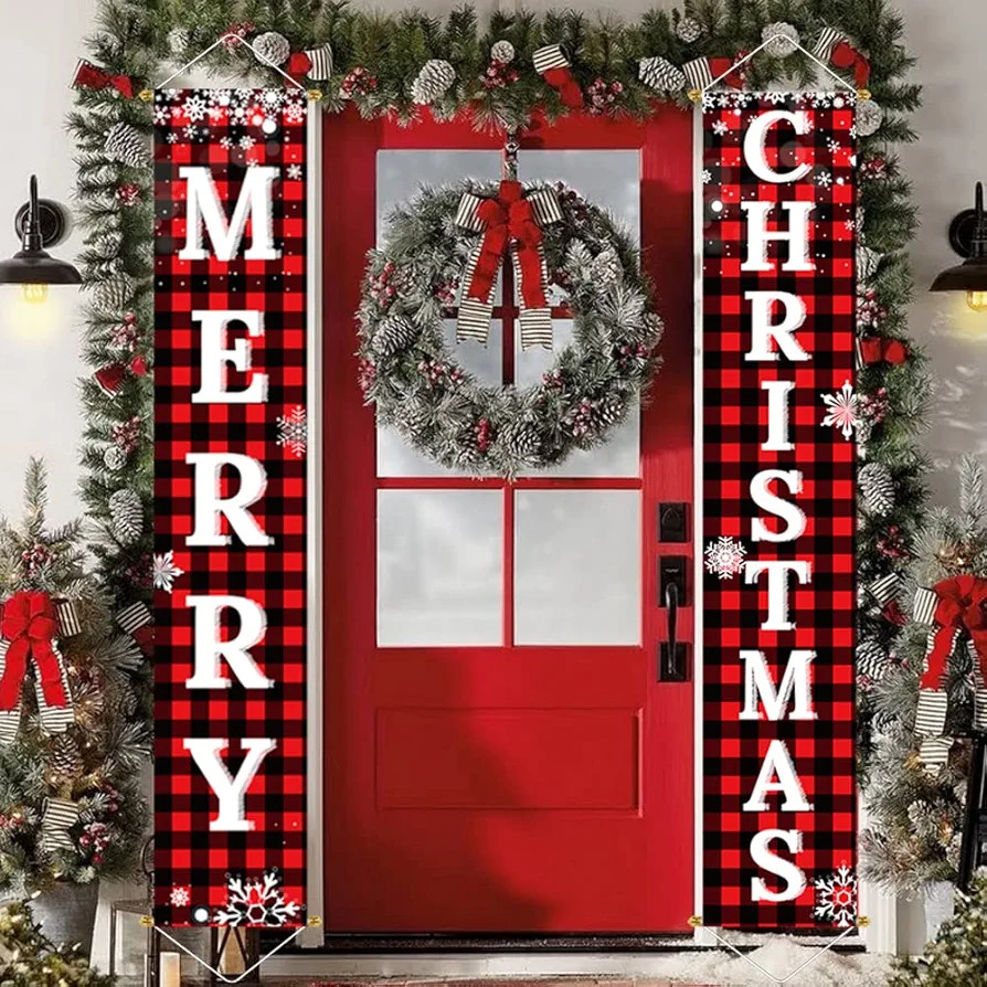 Amazon.com : Ivenf Christmas Decorations Outdoor Yard Front Porch Sign Set, Red Black Buffalo Pla... | Amazon (US)