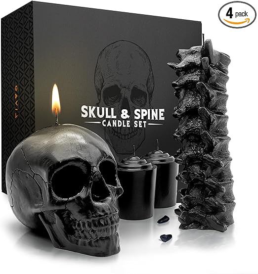 GAVIA Black Skull Candle - Scented Halloween Candles - Gothic Home Decor - Skull Decor - Goth Dec... | Amazon (US)