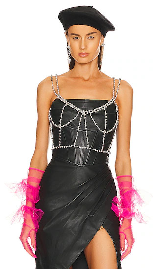 Ball Chain Cropped Tank in Silver | Revolve Clothing (Global)