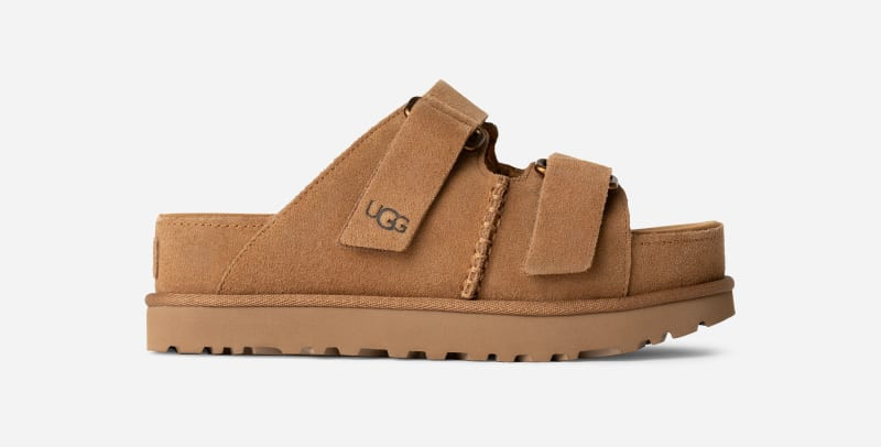 UGG® Women's Goldenstar Hi Slide Suede Sandals in Chestnut, Size 10 | UGG (US)