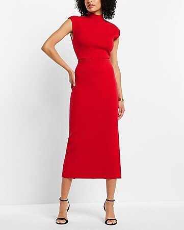 Body Contour Mock Neck Cap Sleeve Back Cutout Sweater. | Express