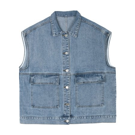 Women Sleeveless Jean Vest Coat Harajuku Oversized Button Denim Jacket Waistcoat | Walmart (US)