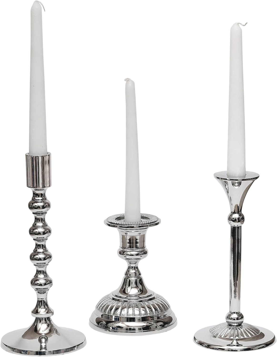 Elegant Silver Metal Candle Holders Set of 3, Vintage Taper Candlestick Holders for Home Decor, T... | Amazon (US)