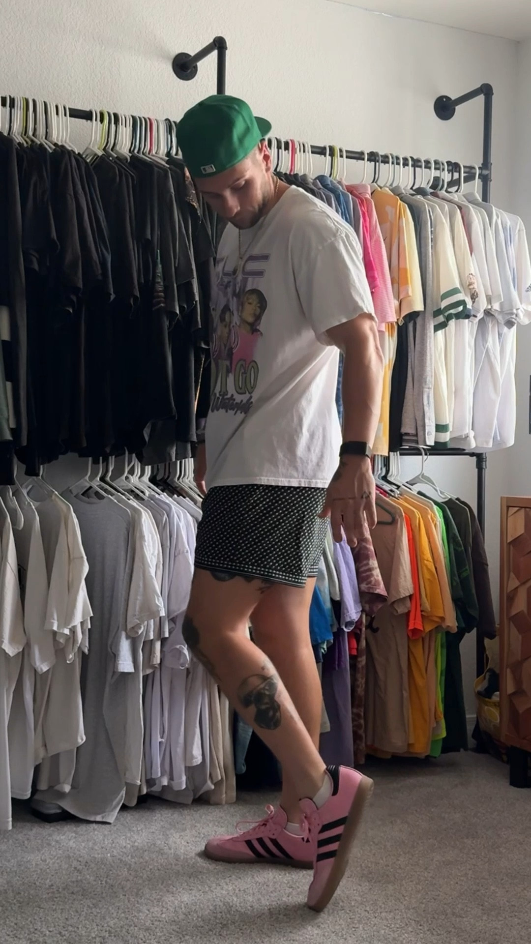 Retro vibes, street energy. Keeping it playful with the pink kicks, graphic tee, and laid-back shorts. 

#StreetStyle #OOTD #FitCheck #RetroVibes #CasualFits #MensStyle #OutfitInspo #StreetwearLook #SneakerFit #SummerStyle


#LTKParties #LTKMens #LTKSaleAlert