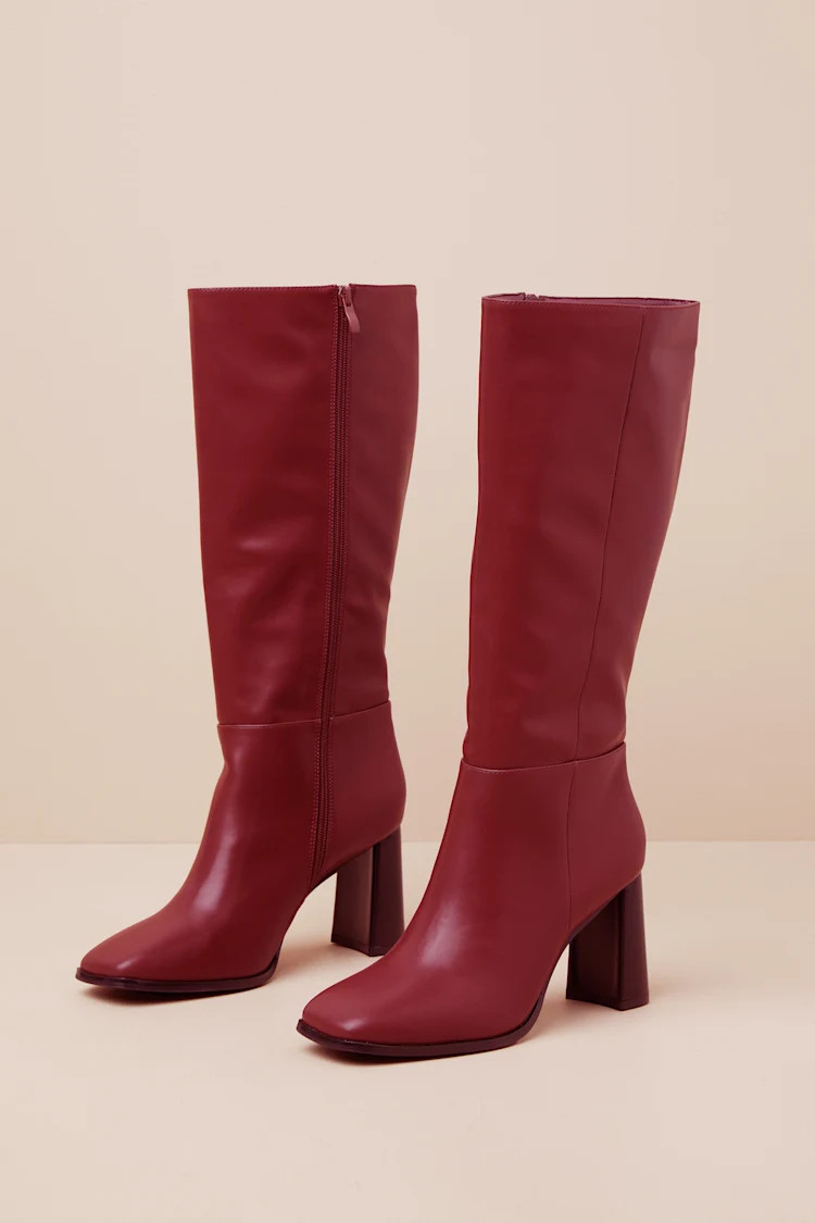 Reelee Oxblood Square Toe Knee-High Boots | Lulus