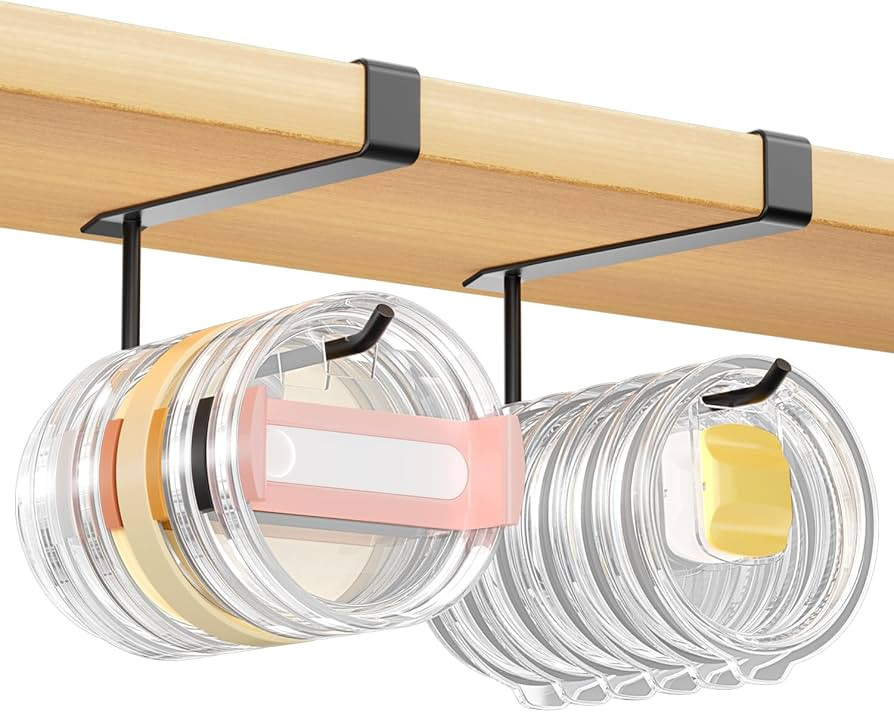 2 Pack Tumbler Lid Organizer, Under Cabinet Cup Lid Holder for Yeti Insulated Mug/Stanley Insulat... | Amazon (US)