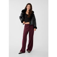 Stradivarius Long flowing smart trousers Burgundy S | Stradivarius (UK)