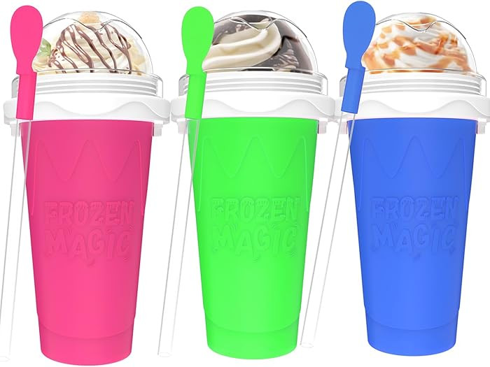3PCS Slushie Maker Cup - DIY Magic Quick Frozen Smoothies Cups for Homemade Milk Shake Ice Cream ... | Amazon (US)