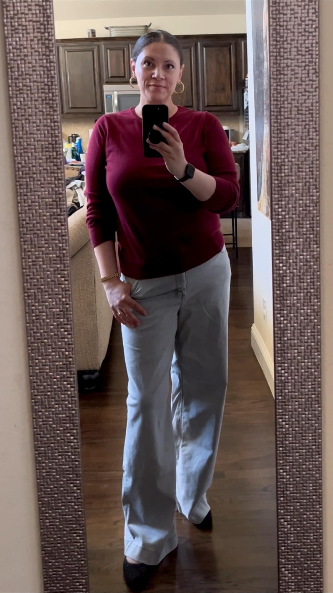 Today’s casual office ootd.

The color of this Banana Republic sweater is so gorgeous. Sz large. Wide leg jeans in a sz 14. - slightly baggy as I’ve lost some weight and am now a 12 in Wit and Wisdom jeans.

#LTKFindsUnder100 #LTKMidsize #LTKOver40