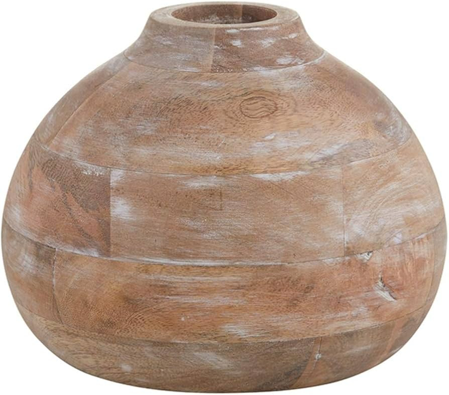 47th & Main Distressed Decorative Flower Vase, Large, Mango Wood | Amazon (US)