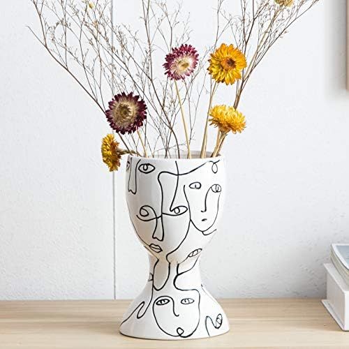 Kimdio Ceramic Flower Vase Irregular face Design Decorative Head Flower Vase for Home Decor Livin... | Amazon (US)