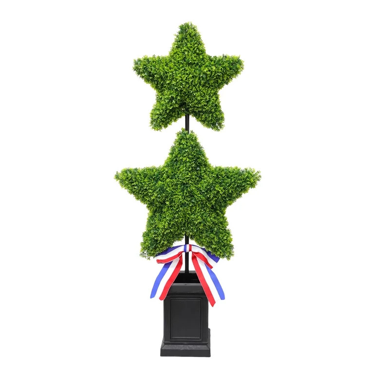 Two Star Artificial Topiary, 4', Patriotic by Way To Celebrate | Walmart (US)