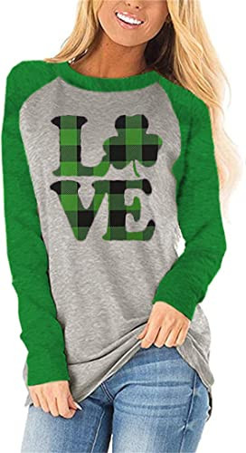 Fronage St Patricks Day Shirts Women Long Sleeve Cute Saint Patricks Irish Tops (X-Large, 07 A Green) | Amazon (US)