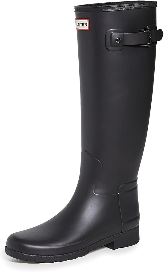 HUNTER Women's Refined Tall Matte Boots, Black, 7 Medium US | Amazon (US)