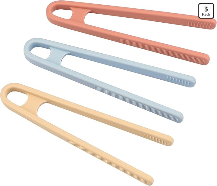 3 Pcs Silicone Mini Tongs 5.5 Inch 3 Colors Small Toddler Tongs, Silicone Toddler Tong for Fine M... | Amazon (US)