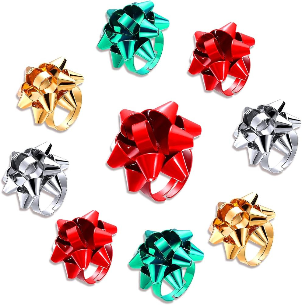 NVENF Christmas Rings for Women Xmas Bow Stackable Rings Holiday Snowflake Statement Rings Festiv... | Amazon (US)