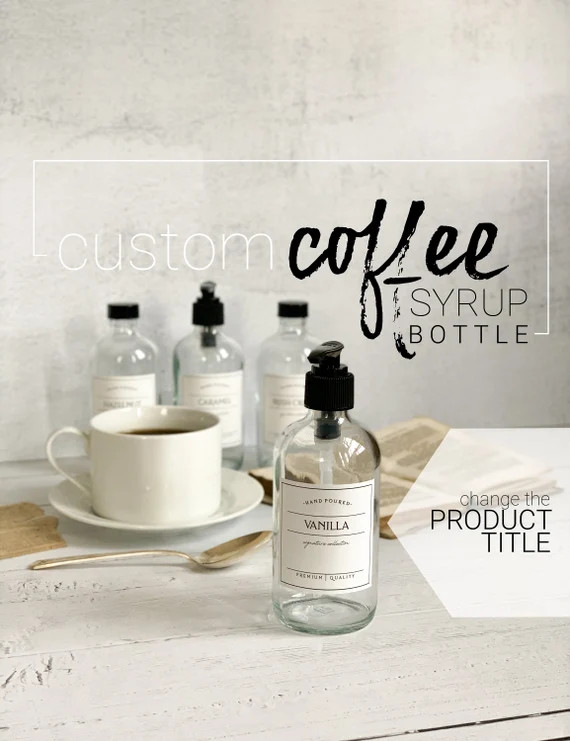 8oz Custom Coffee Syrup Bottles - Refillable Glass Syrup Bottles with Waterproof Label - Coffee F... | Etsy (US)