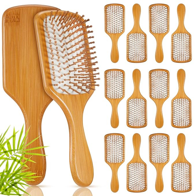Tessco for you 12 Pcs Bamboo Hair Brushes Bulk Blank Wooden Paddle Brush Natural Scalp Massage An... | Amazon (US)