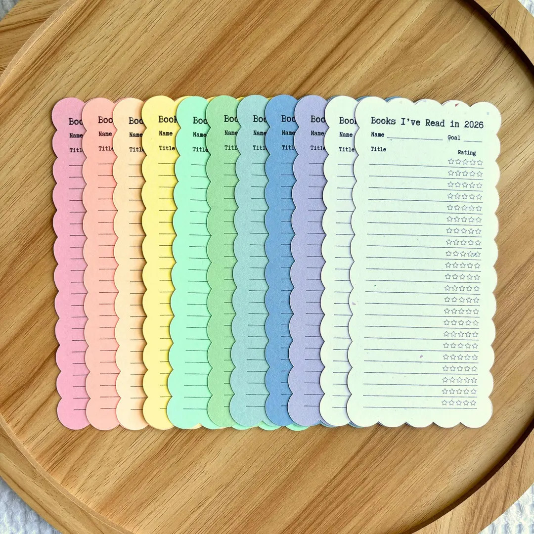 2026 Scalloped Reading List Bookmark | Library Card Log | Review Tracker | Personalize Bookmark |... | Etsy (US)