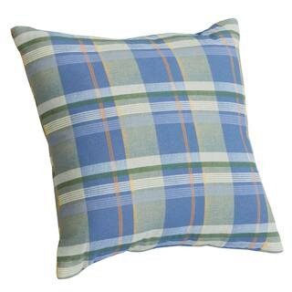 Hampton Bay 18 in. x 18 in. Outdoor Patio Throw Pillow in Blue Plaid 11629013 - The Home Depot | The Home Depot