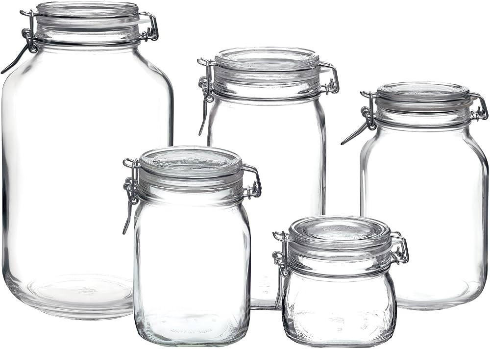 Bormioli Rocco Fido Clear Glass 5 Piece Canning Jar Set | Amazon (US)