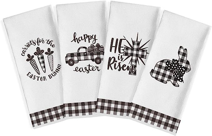 Artoid Mode Buffalo Plaid Cross Rabbit Truck Carrot Kitchen Dish Towels, 18 x 28 Inch Seasonal E... | Amazon (US)