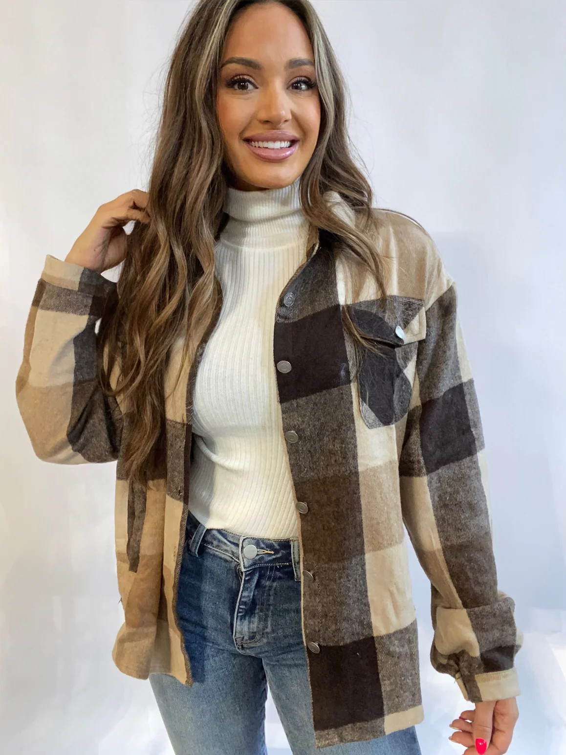 Chai Brown Plaid Shacket | Willow Boutique